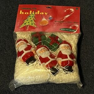 Vintage 1996 Primal Lite 10 Christmas Santa Blow Mold 14 Ft String Lights New